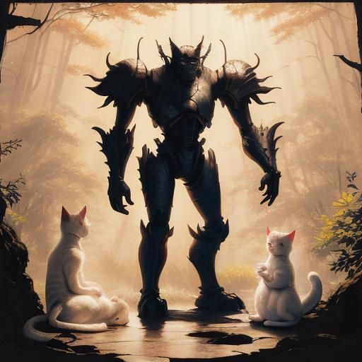 Girl and Dragon in Chiaroscuro Style