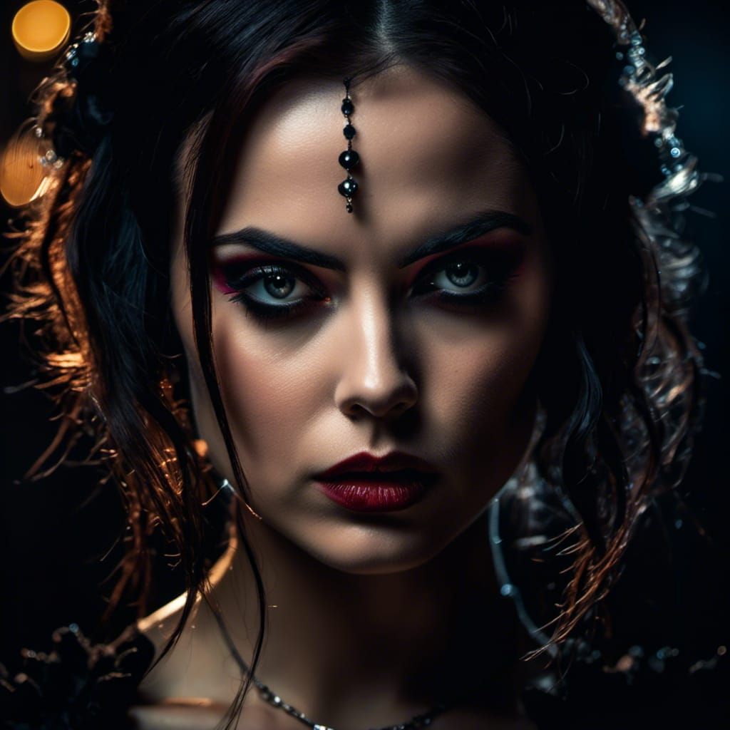 Emotional Gothic Portrait with Scars in Dramatic Lighting