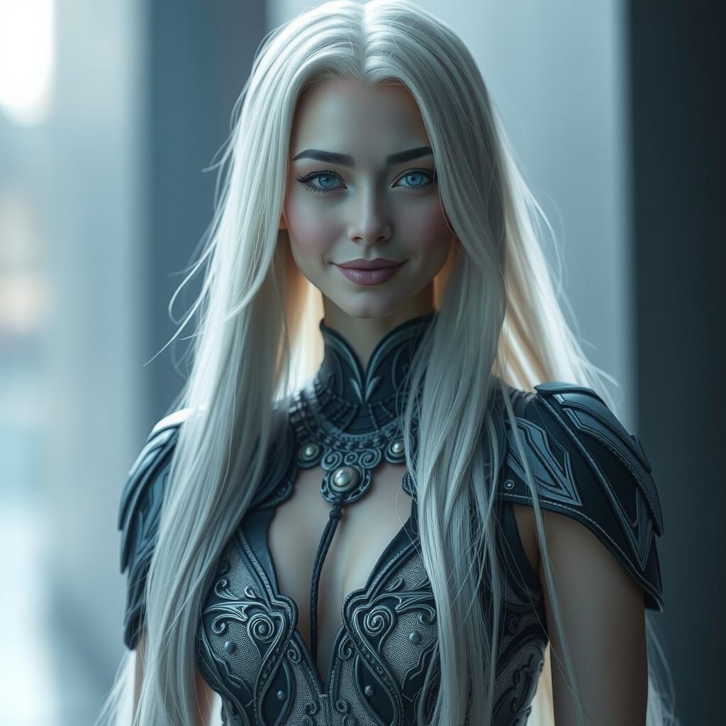 Stunning Woman with Blue Skin in Photorealistic Style