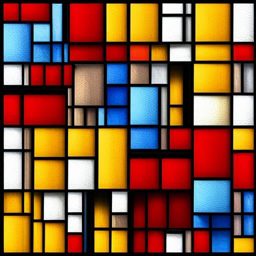 Mondrian Collage in Pop Art Style, Detailed and Fantastical