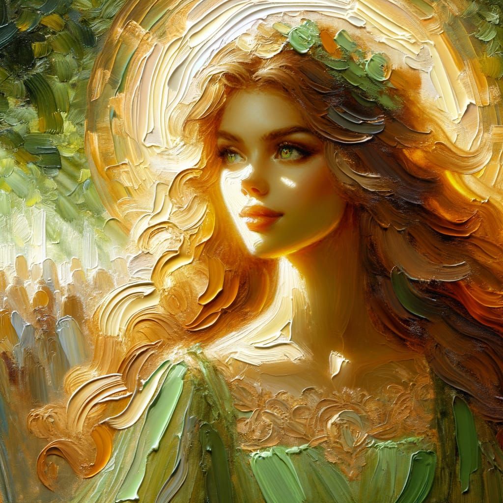 Romantic Fantasy Goddess in Warm Light