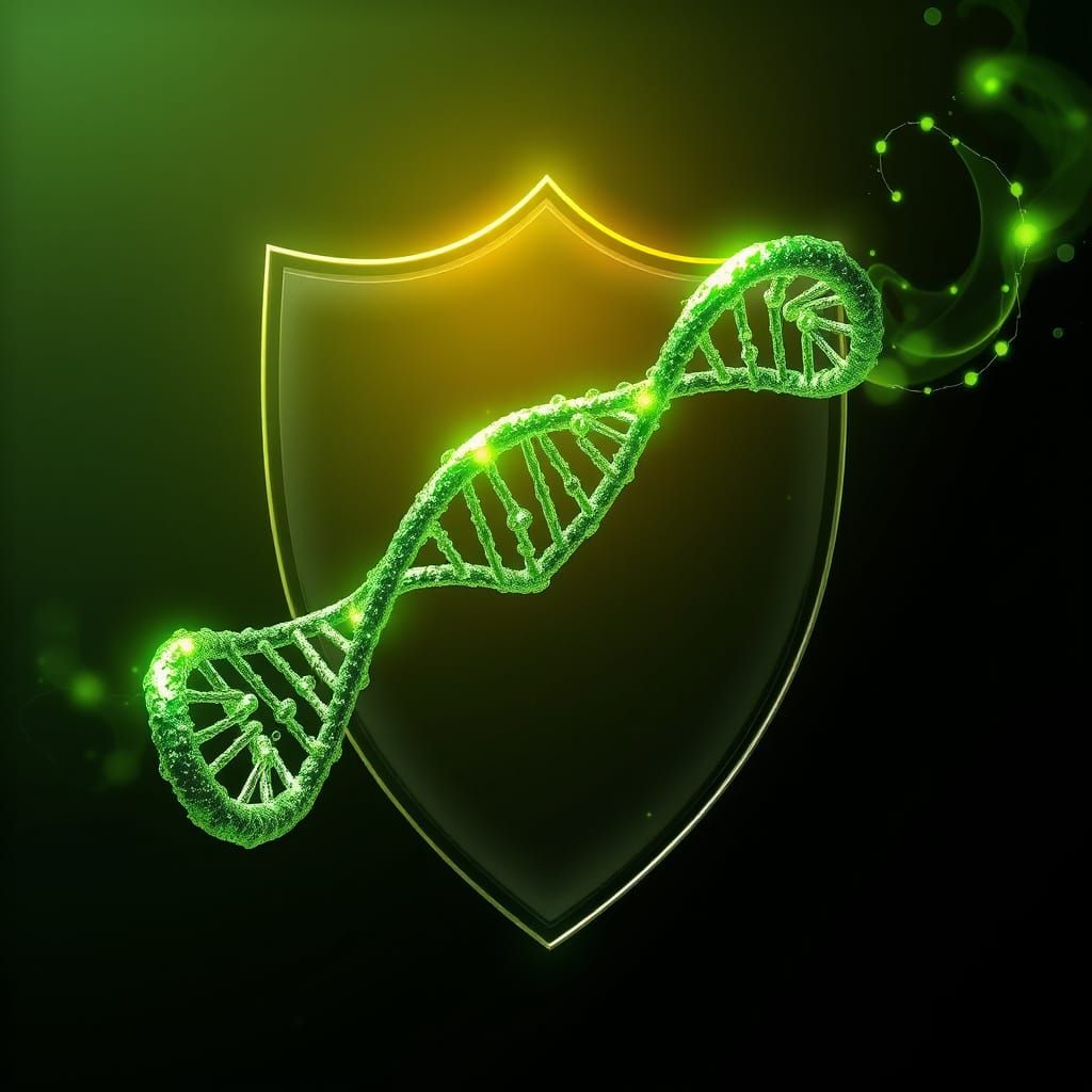 DNA Helix Radiates Green Energy in Harmonious Flow