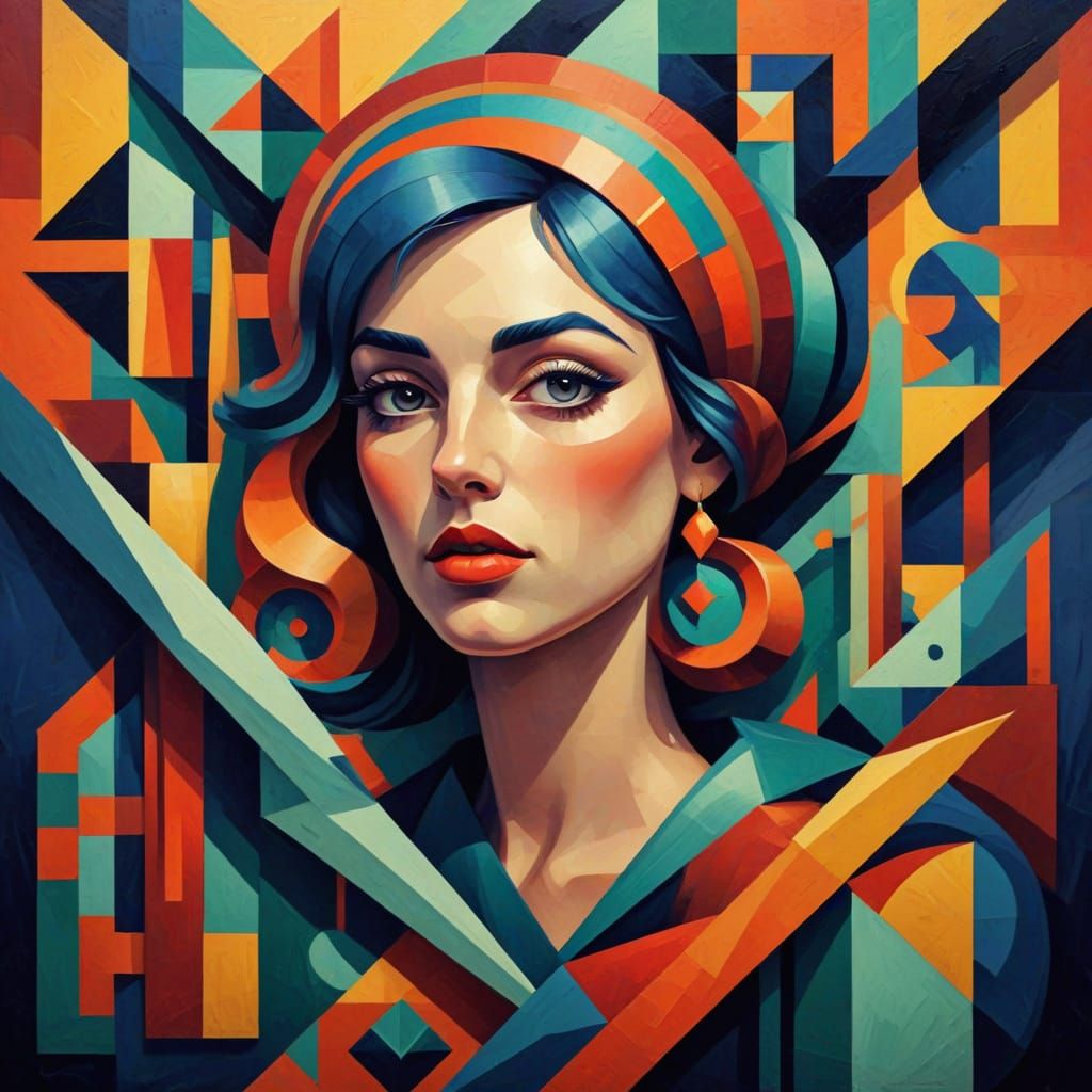 Portuguese Royal Crown in Cubist Geometric Fauvism