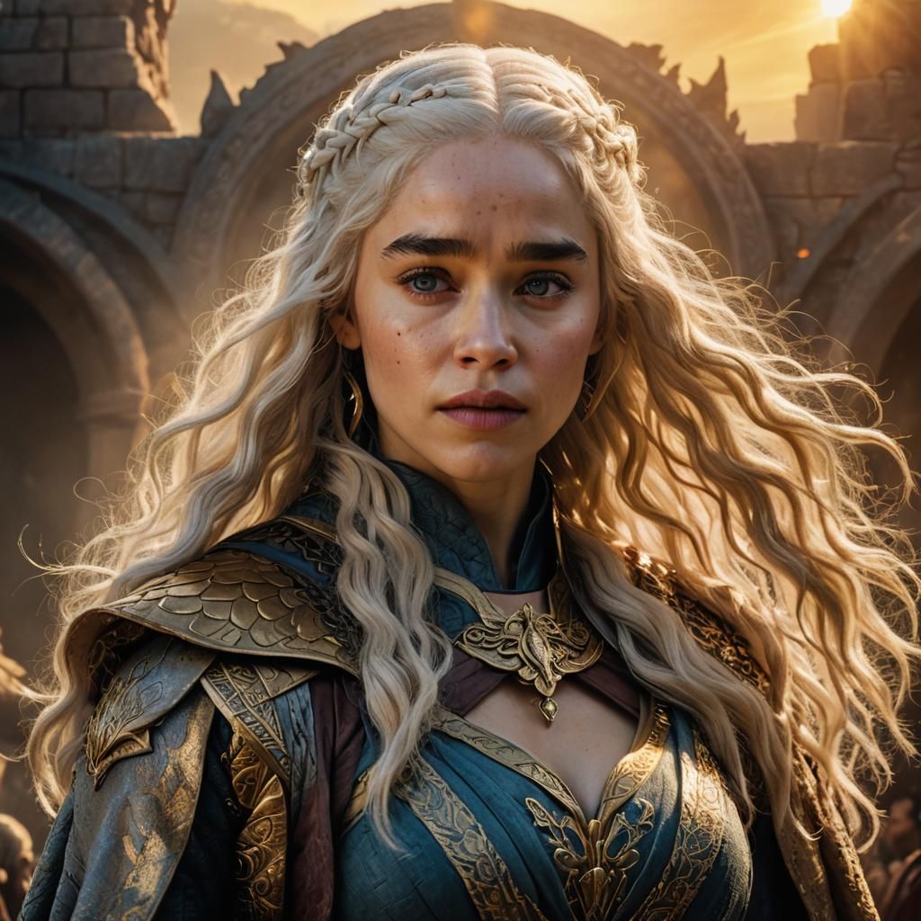 Daenerys Targaryen Portrait in Detailed Matte Painting Style