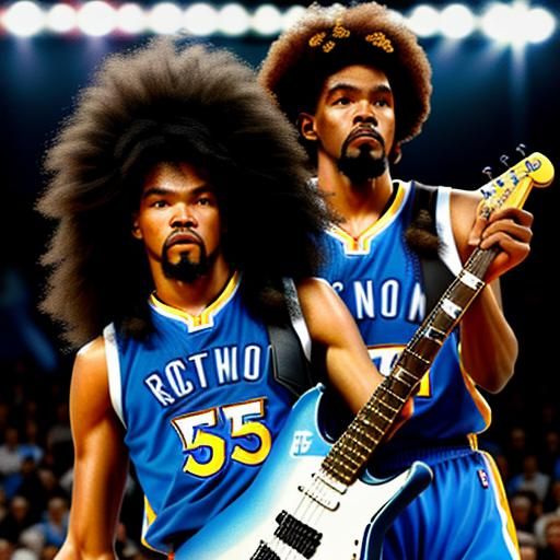 Kevin Durant and Twin Rock Concert in 80s Style