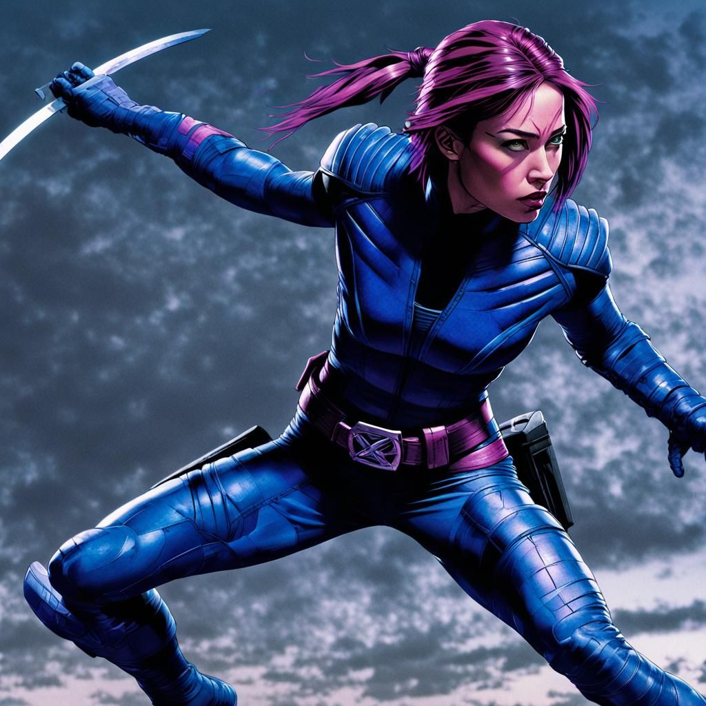 Psylocke X-Men Comic Book Style Action Pose