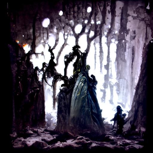 Eerie Glowing Forest at Night, Dark Fantasy Style