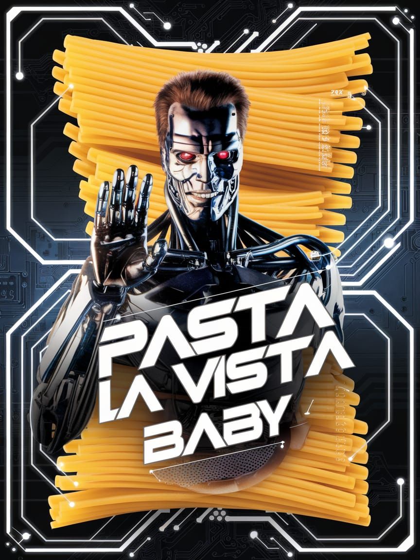 Futuristic Pasta Package Featuring Terminator Design