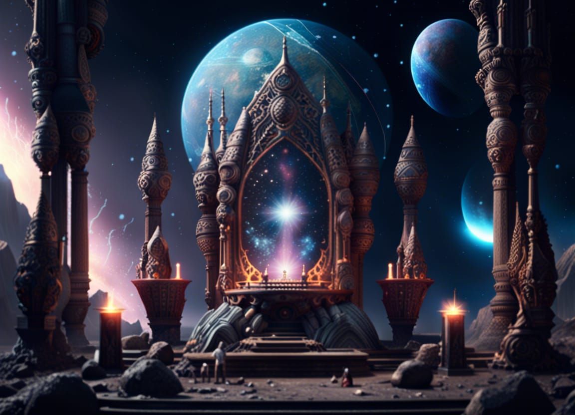 Detailed Cosmic Altar Digital Matte Painting