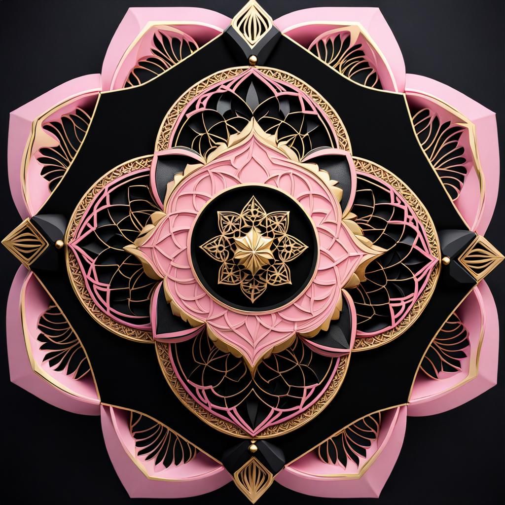 Sacred Geometry in Pastel Pink and Gold Mandala