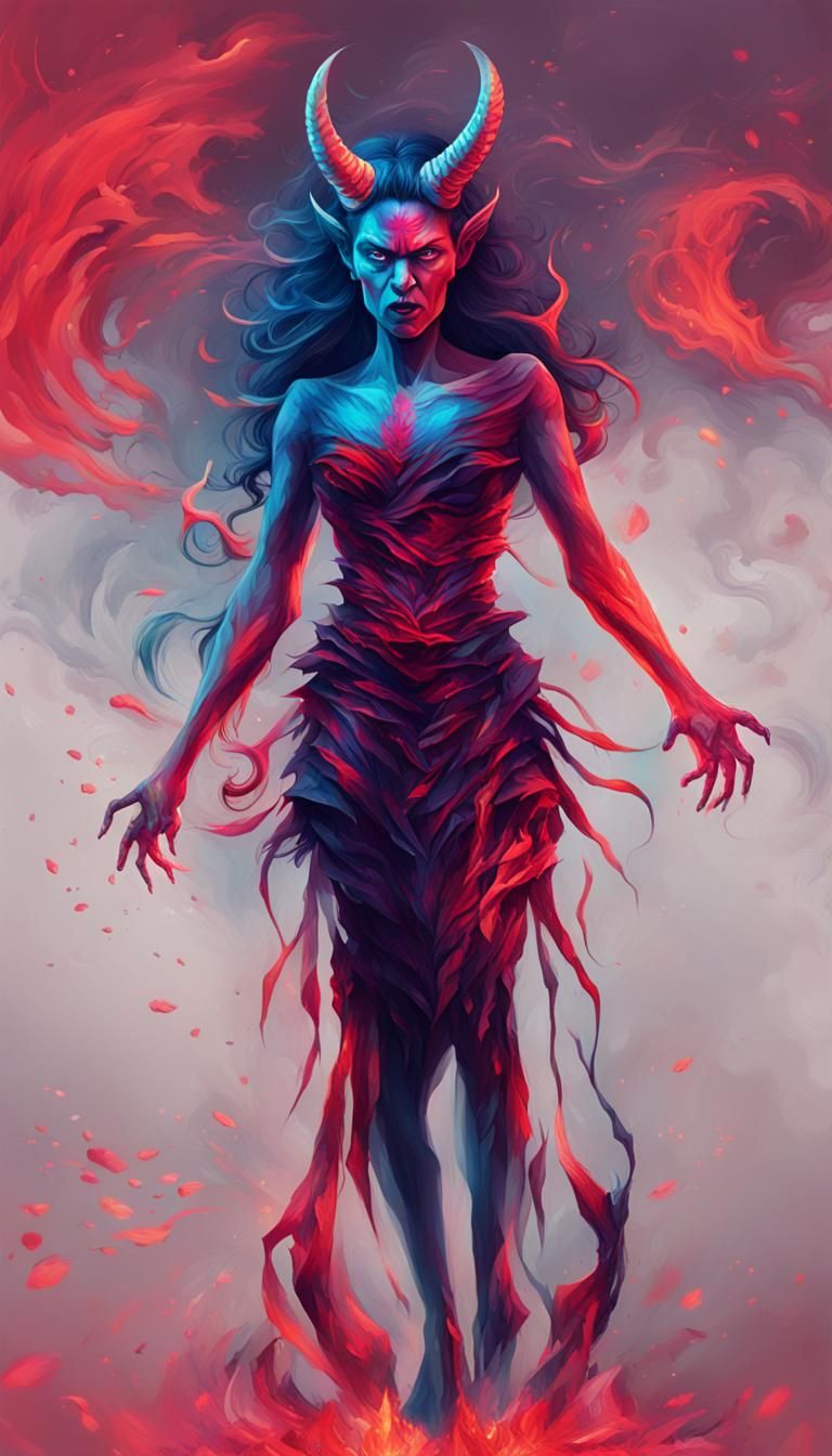 Devil Woman Portrait in Hyper-Realistic Digital Art