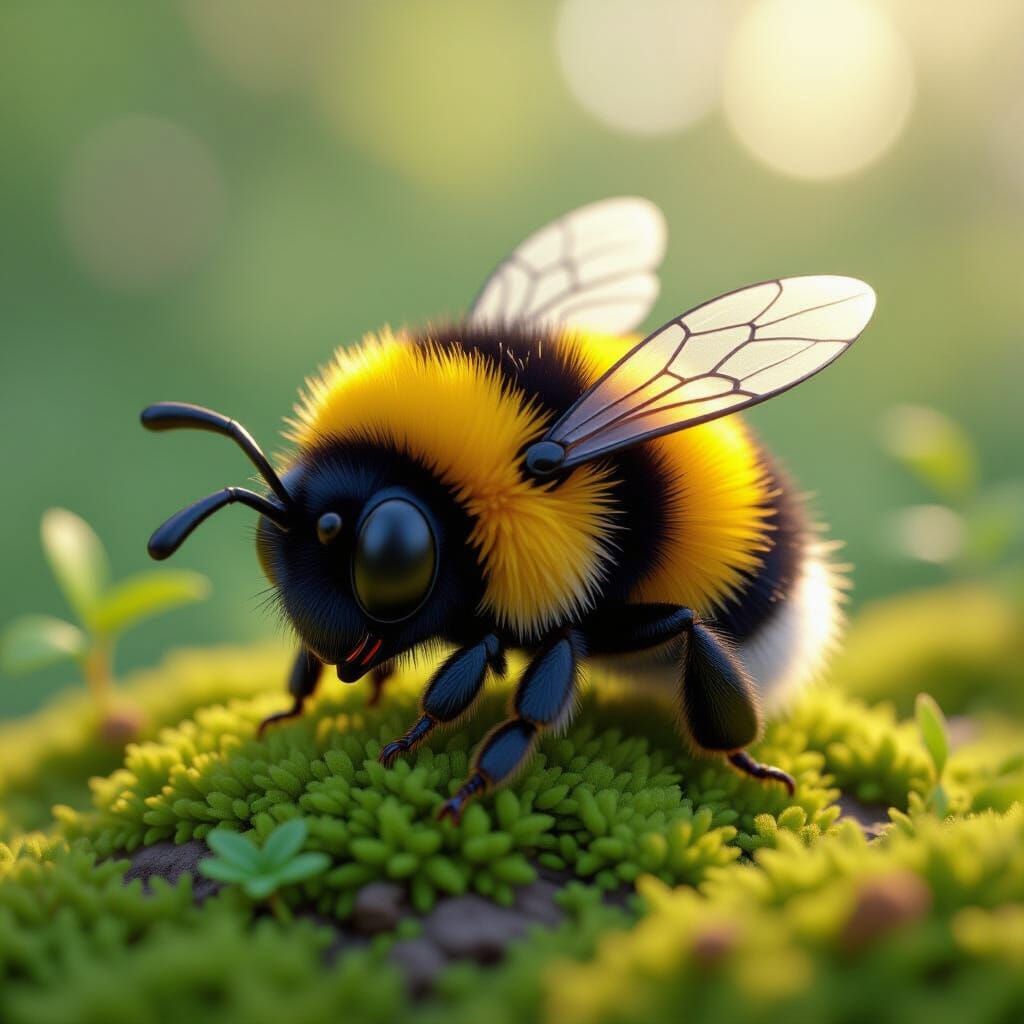 Chibi Bumblebee Sleeping: Anime Style 3D Art