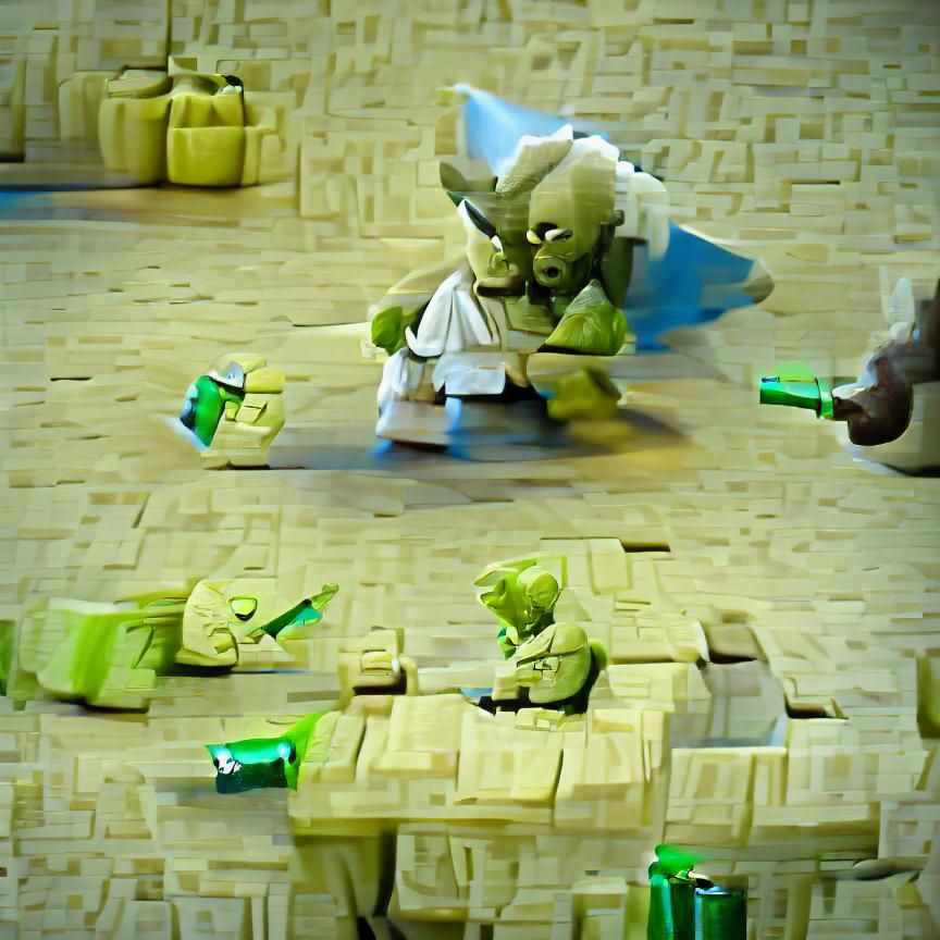 Yoda's Epic Battle Against a Lego Brick
