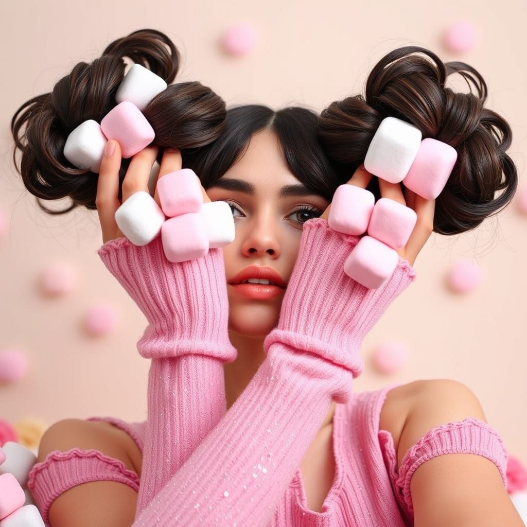 Whimsical Marshmallow Hairstyle in Pastel Colors