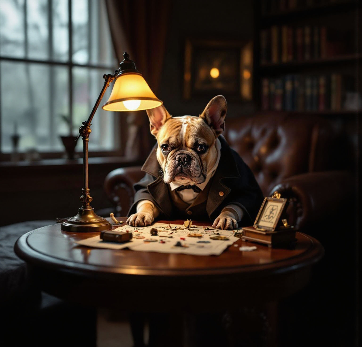 Sherlock Holmes Bulldog Investigates a Crime Scene