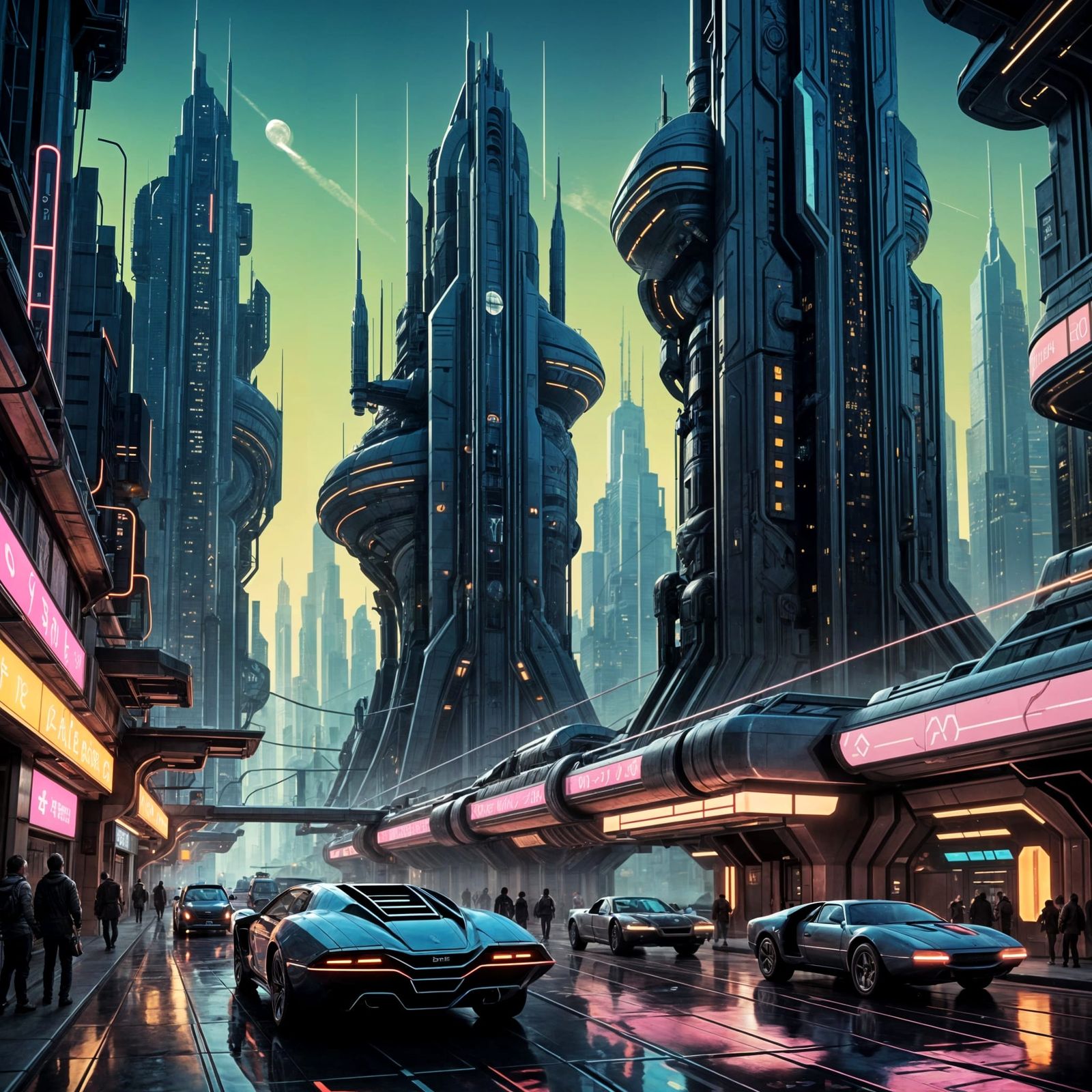 Vibrant Futuristic Vision of 2025 in Retrofuturist Style