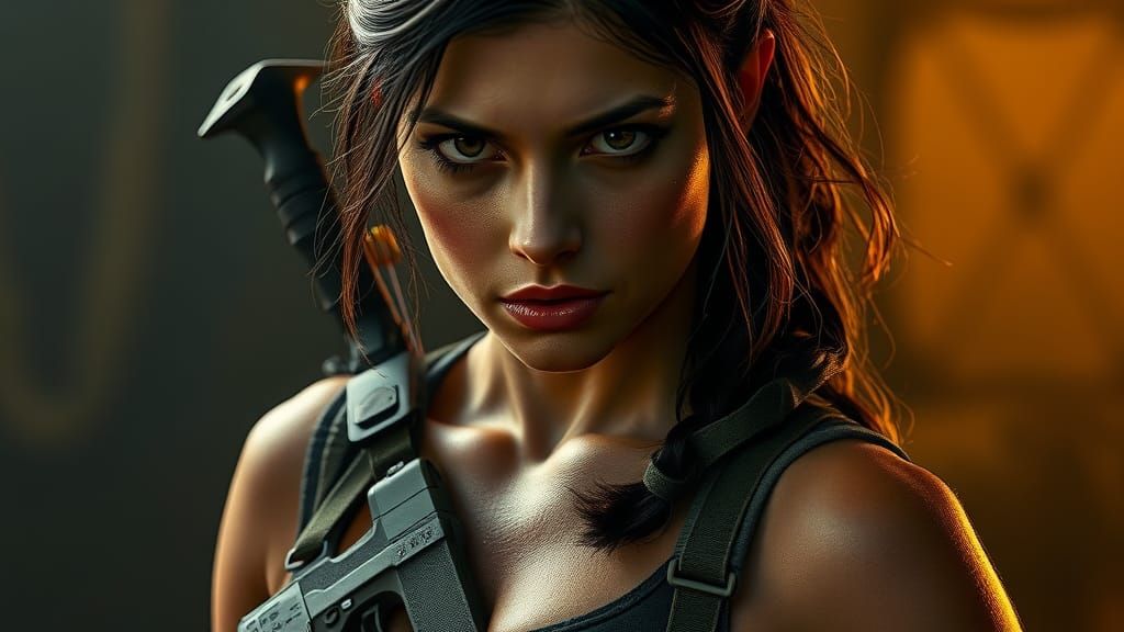 Hyperrealistic Portrait of a Woman in Action