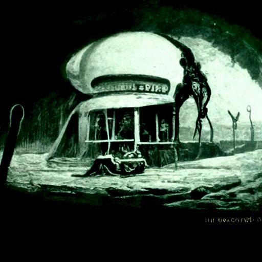 Horror 1950s Diner in Gustave Doré Style