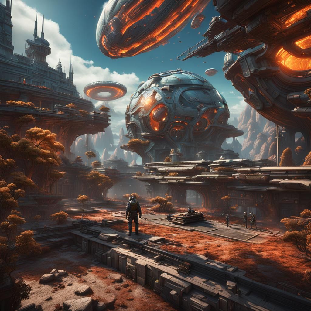 Futuristic Soldier on Hostile Planet: Detailed Matte Paintin...