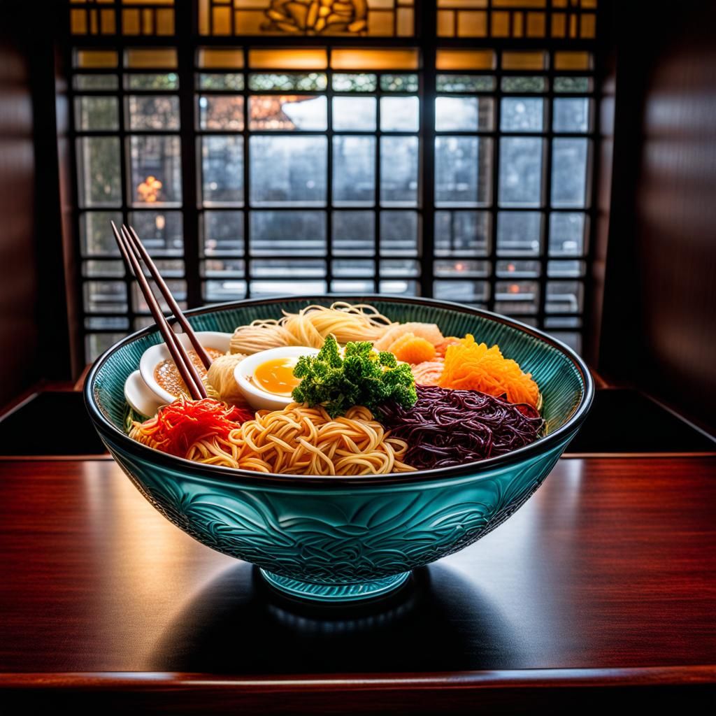 Ramen Bowl in Leaded Crystal Art Glass Window