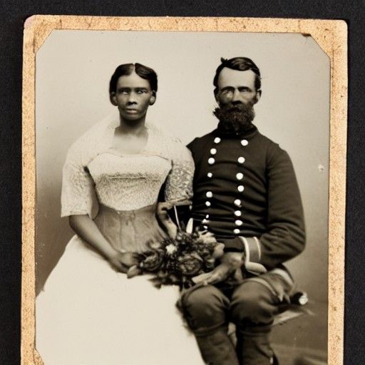 Civil War Soldier and Bride: Vintage Photograph