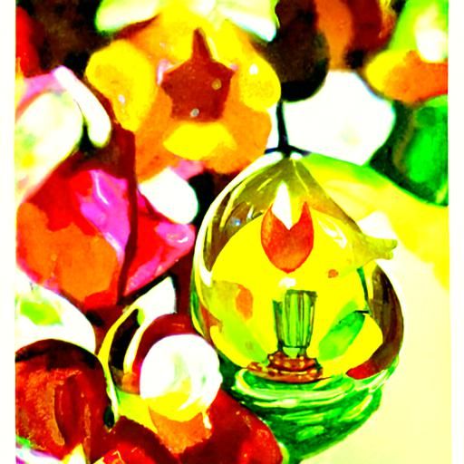 Golden Stars in Glass Globes, Gouache Style