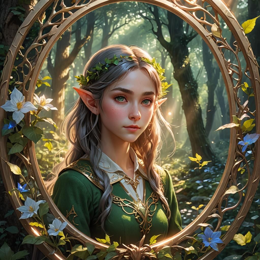 Enchanted Elf Portrait in Anime Style