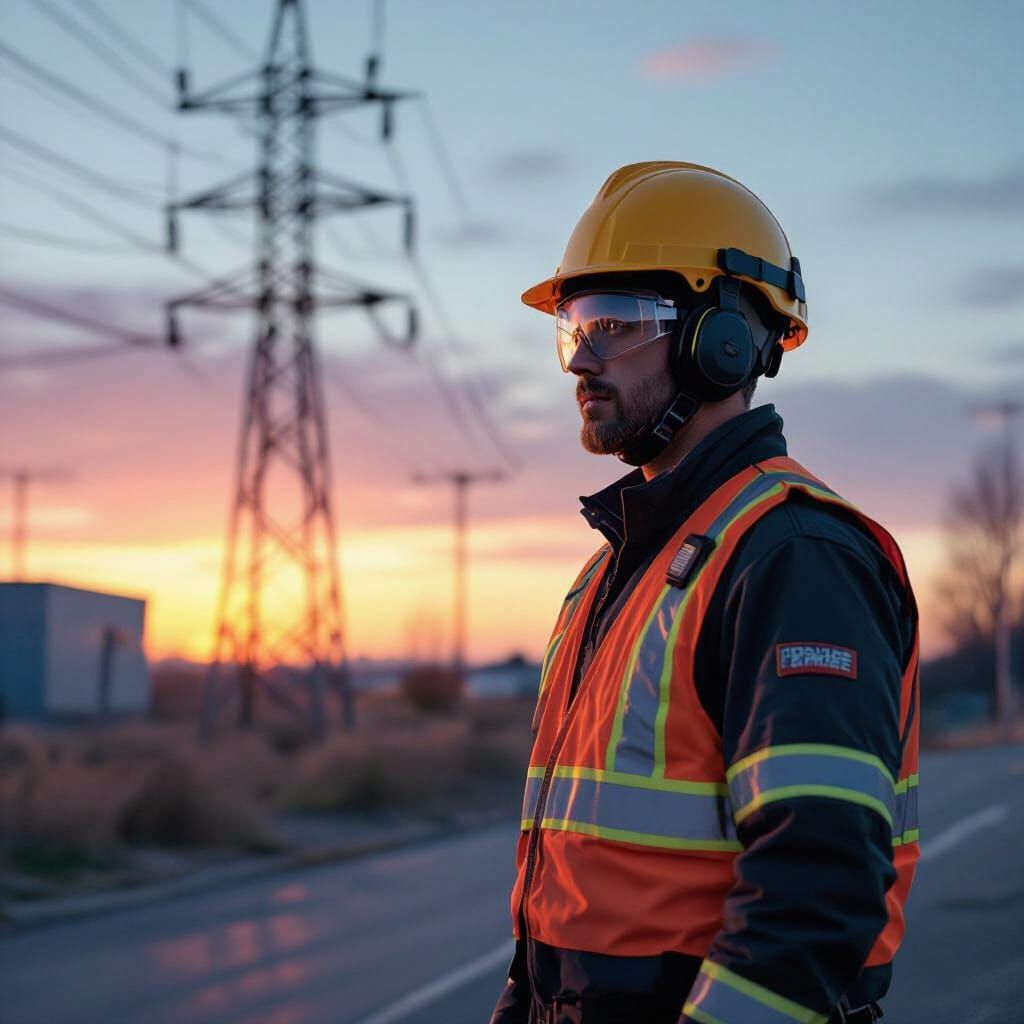 Safety Supervisor in Electrical Substation, Hyperrealistic S...