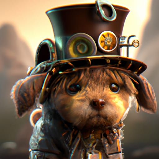 Steampunk Puppy in Detailed Matte Painting