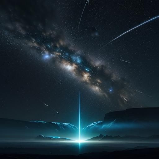 Satellite view of a meteor shower with sparkling stars 8k re...