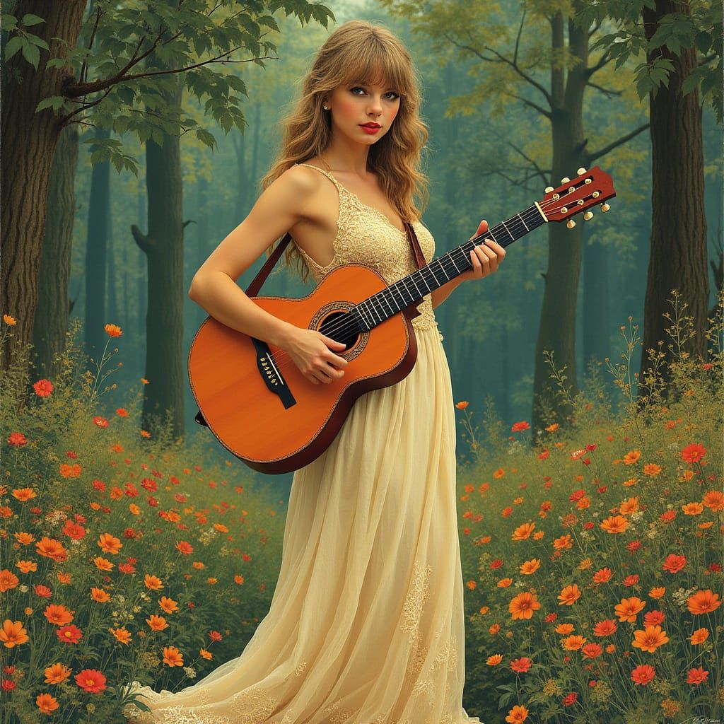 Taylor Swift in Art Nouveau Bohemian Garden