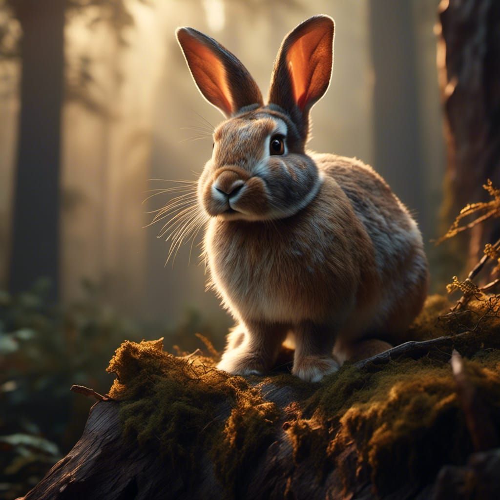 Majestic Rabbit Portrait in Hyperrealistic Style