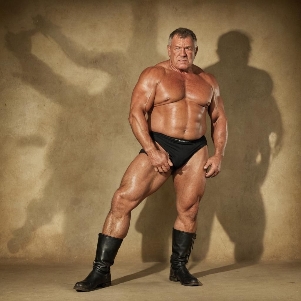 Powerful Wrestler Poses in Bodybuilding Photography