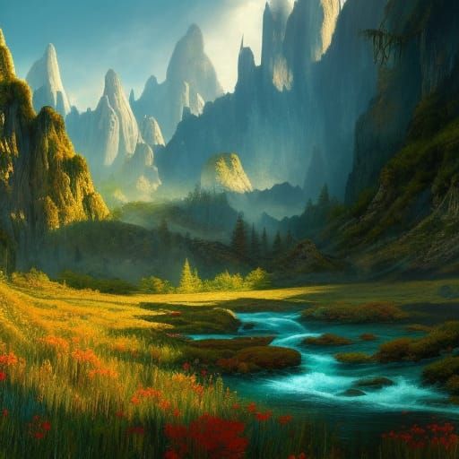 High Gothic Flower Meadow and Turquoise River