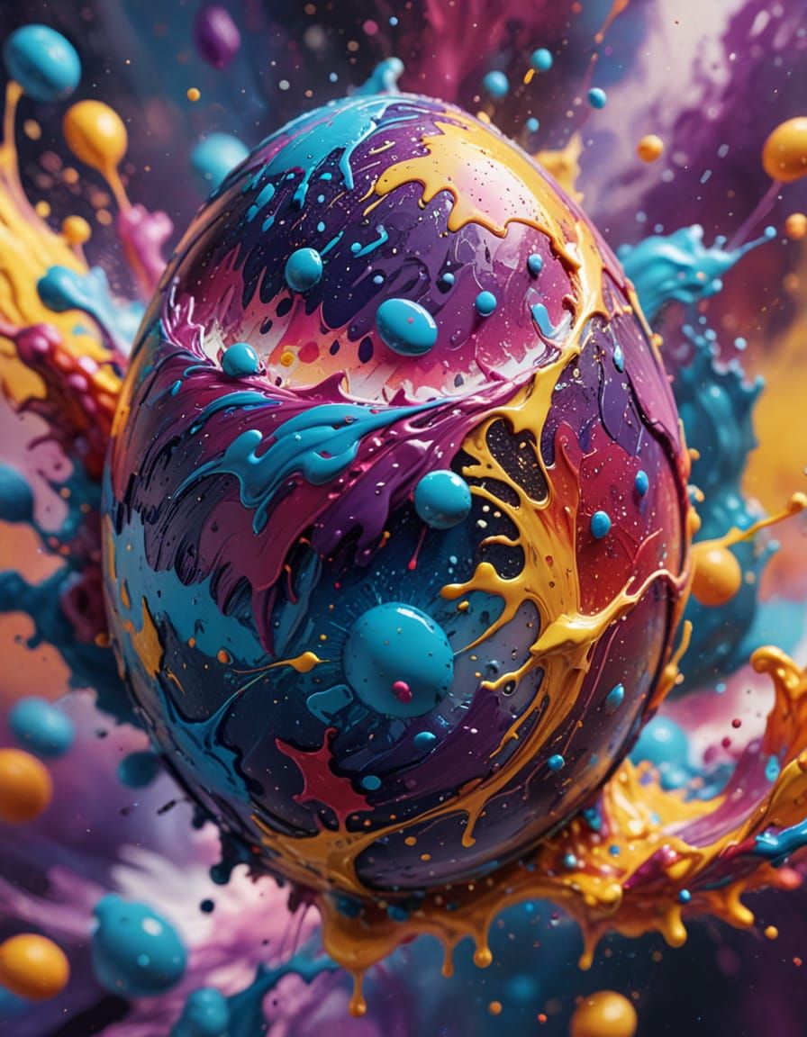 Ethereal Egg Art in Vibrant, Iridescent Colors