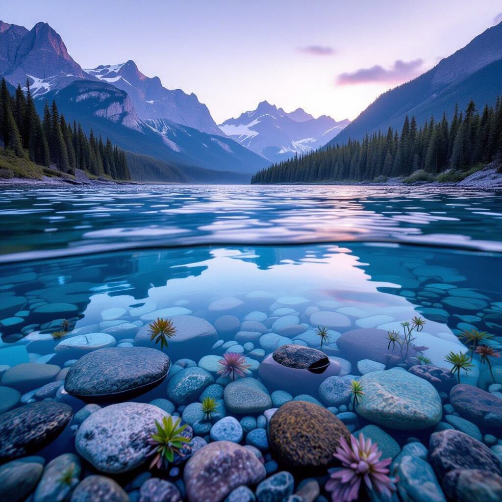 Crystal Lake Dawn: Ultra-Realistic Nature Photograph