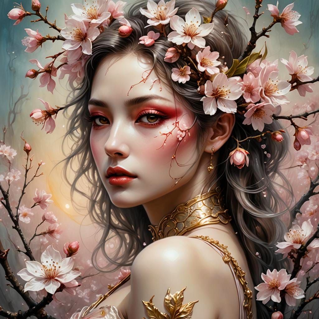 Blooming Flower Woman: A Surreal Digital Portrait