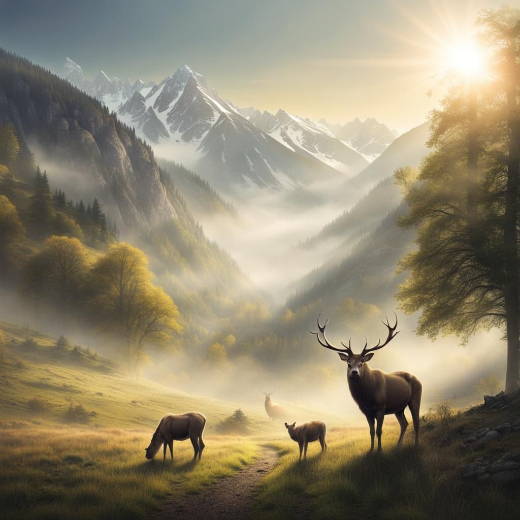Magical Sunlight Valley: Nature's Peaceful Realism
