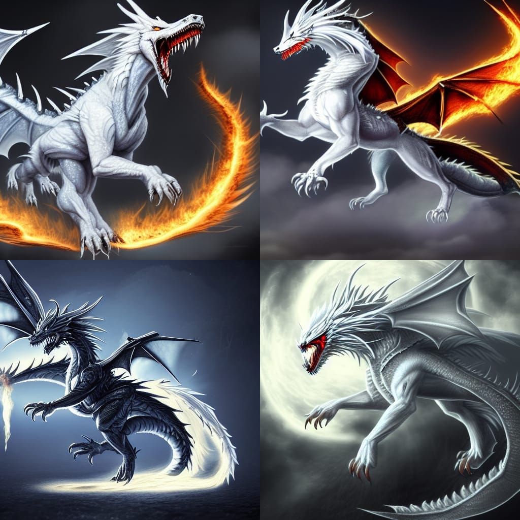 Ethereal Dragon-Wolf Hybrid Unleashes Fire: Fantasy Art