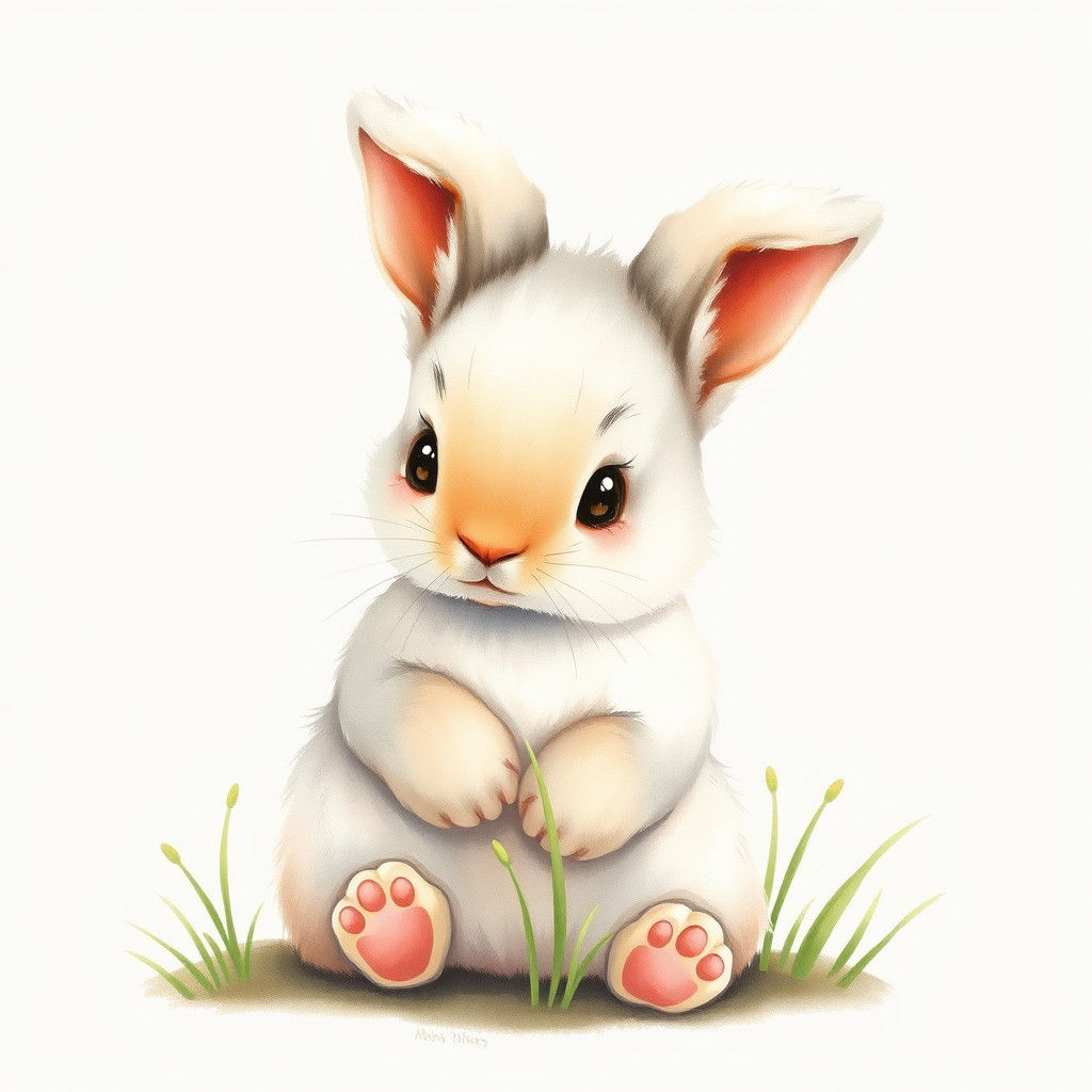 Adorable Baby Bunny in Storybook Illustration Style