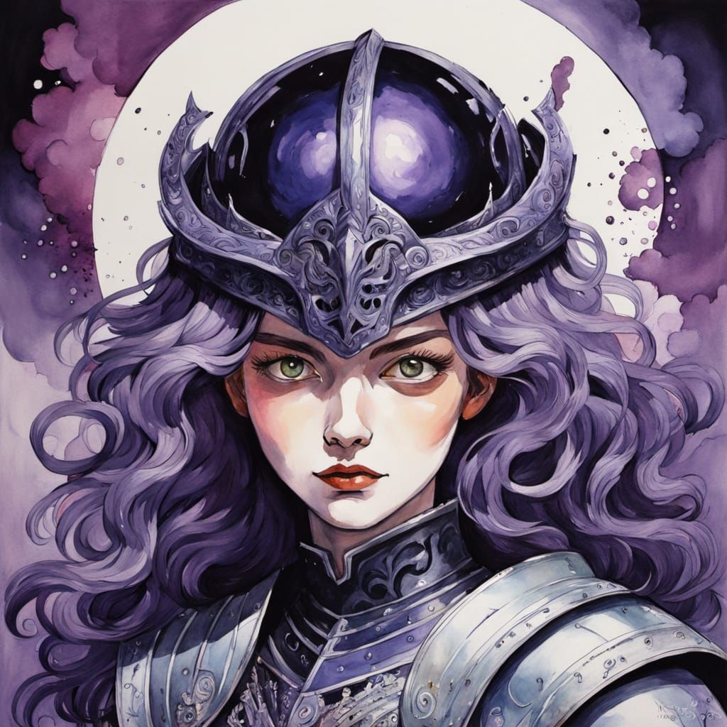 Ethereal Gothic Warrior in Majestic Purple Armor