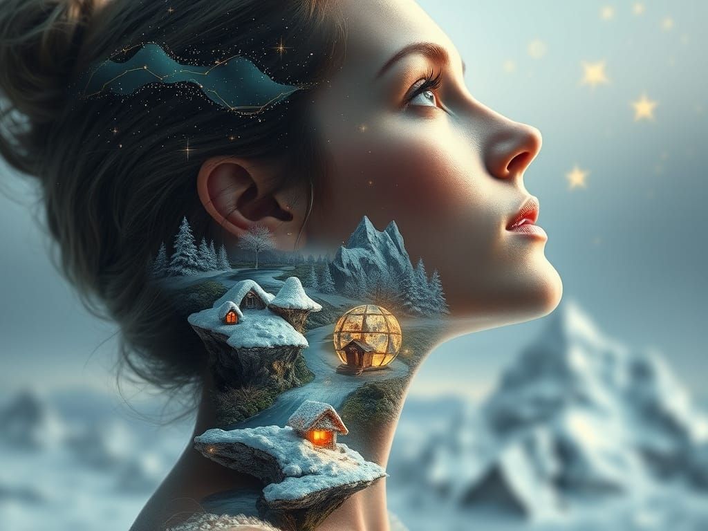 Hyper Realistic Close-Up of a Winter Fantasy Woman