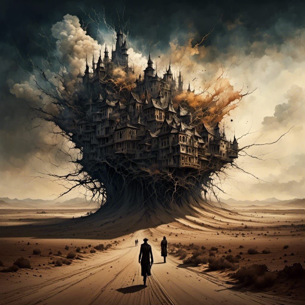 Desert Highway at Night: Dramatic Digital Matte Painting