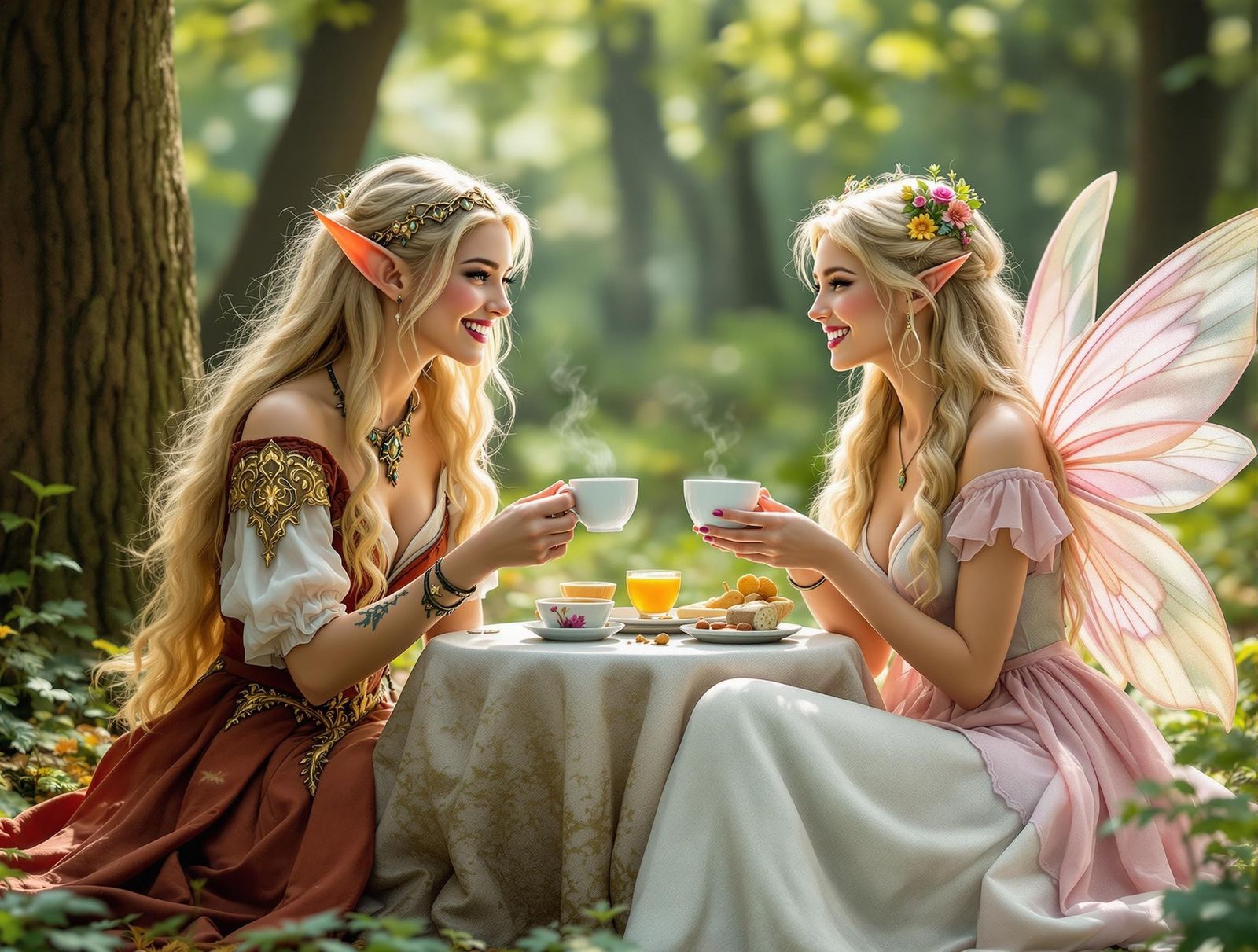 Enchanted Tea Party in Whimsical Forest