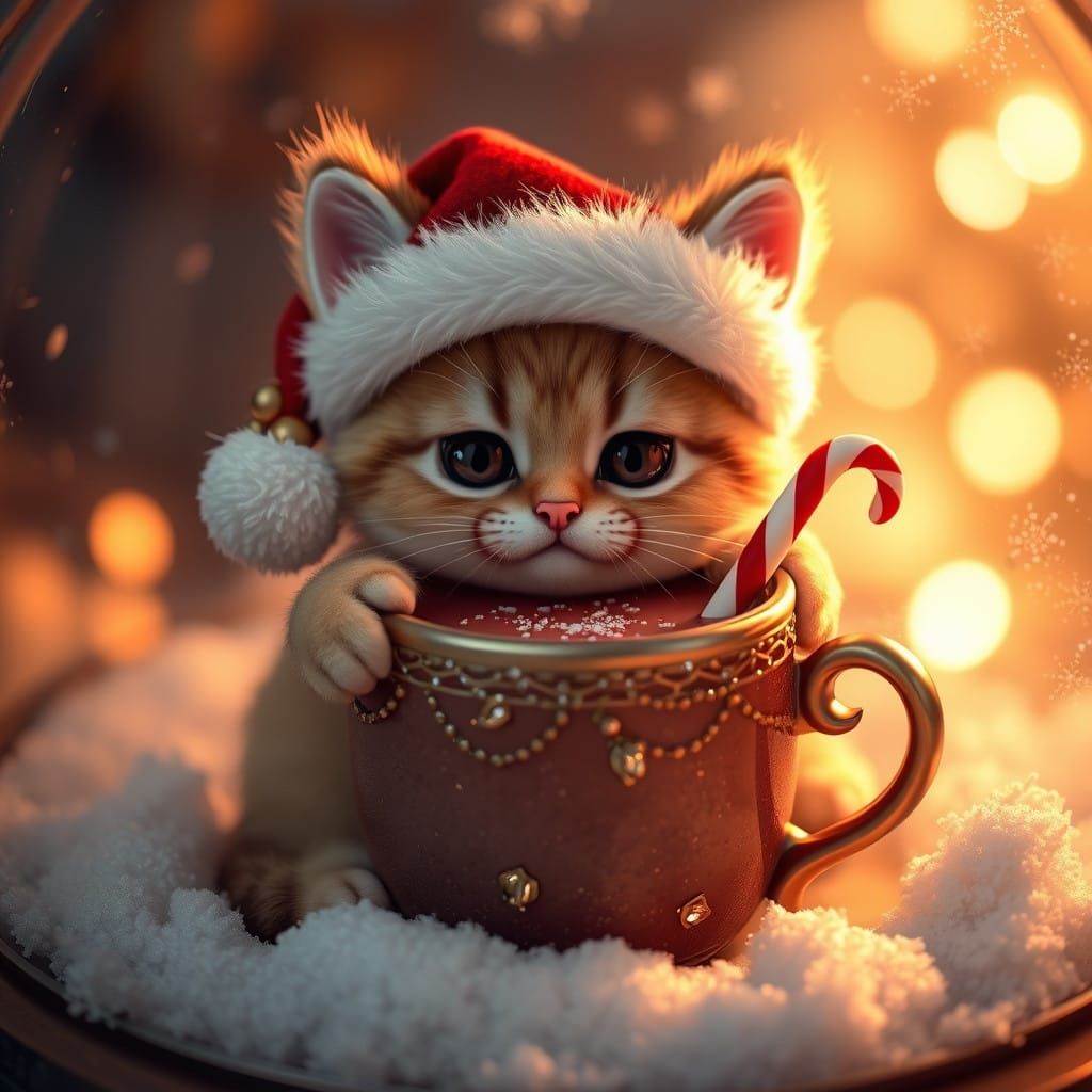 Whimsical Feline in Festive Wonderland