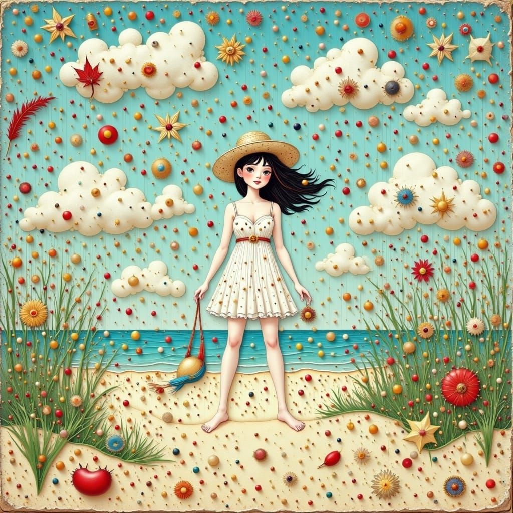 Vibrant Tropical Oasis in Whimsical Artistic Style