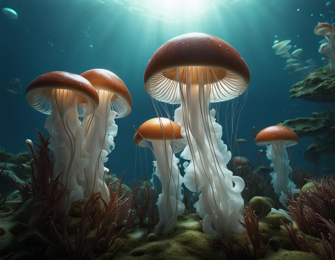 Underwater Mushrooms Transform into Jellyfish in CGI