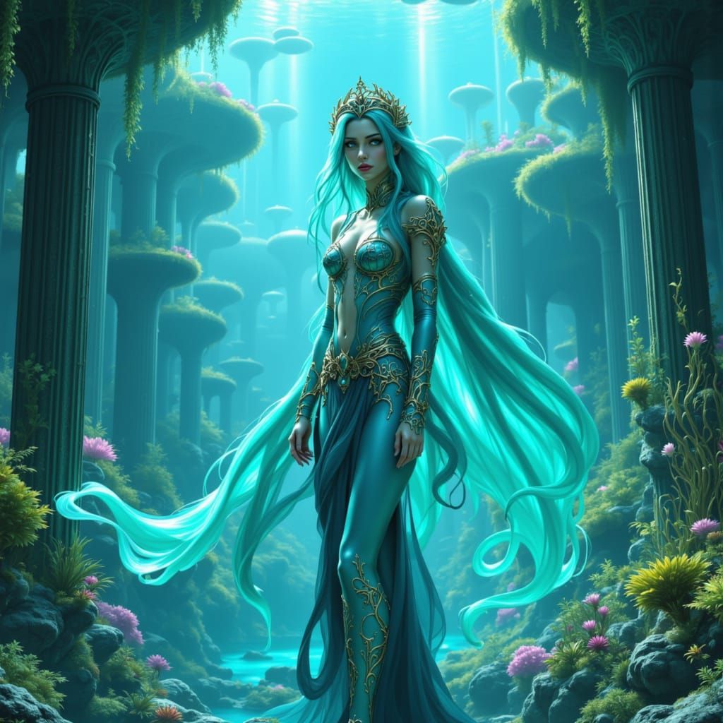 Underwater Princess of Atlantis in Dreamy Architecture