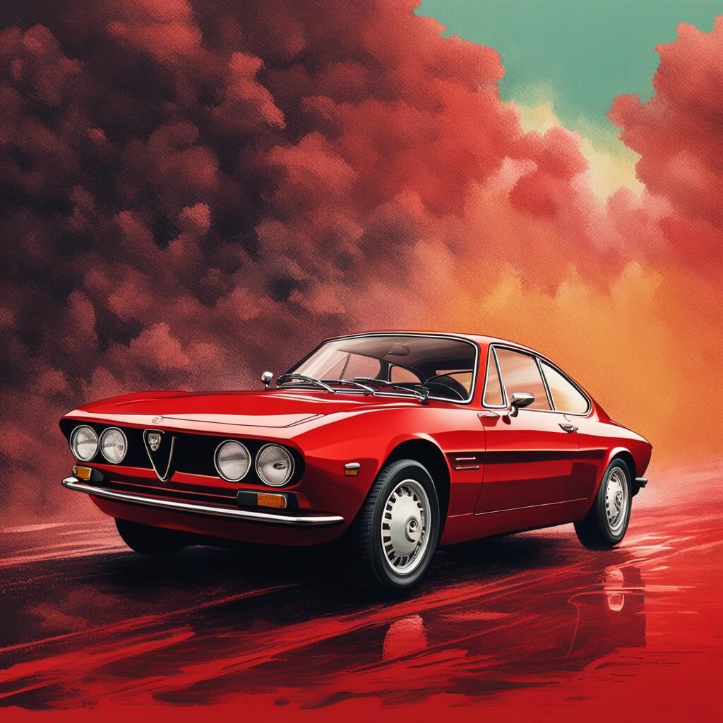 Red Alfa Romeo Bertone GTV in 70s Style