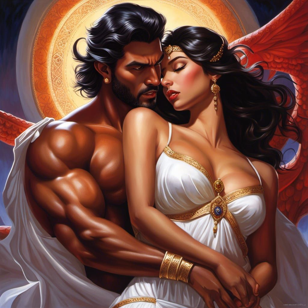 Sensual Demon with Girl: Ultra-Realistic Image